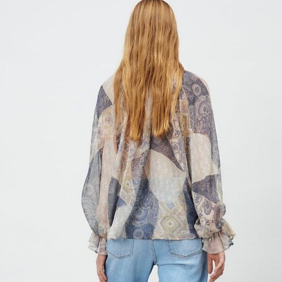 ZARA RUCHED PRINTED SHIRT - Picture 5 of 7